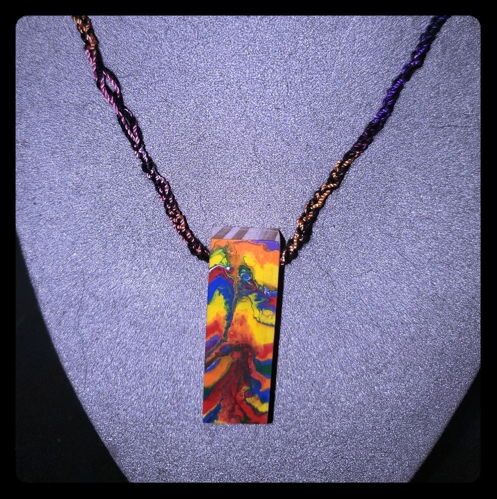 Rainbow Wearable Art Artisan Necklace handpainted